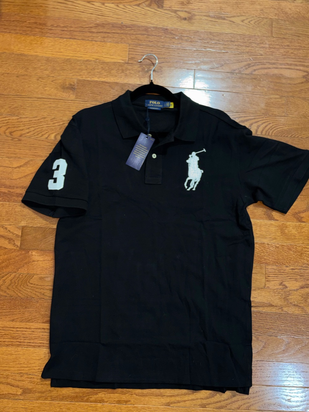 Polo by Ralph Lauren-Big Pony Polo Shirt custom slim fit black white XXL NEW!!